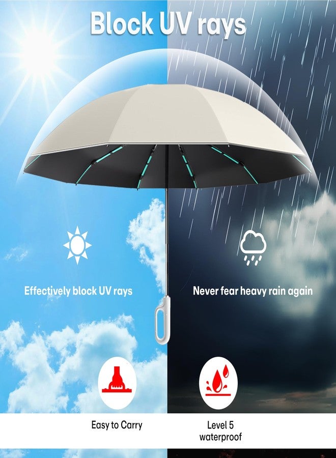 PRIME PICK مظلة سفر صغيرة الحجم من برايم بيك، مزودة بشريط عاكس ومقبض كارابين، مقاومة للرياح والأشعة فوق البنفسجية، مقبض مانع للانزلاق، خفيفة الوزن، تحجب 95% من الأشعة فوق البنفسجية، مناسبة للرجال والنساء والأطفال، مثالية للحماية من المطر والشمس. - Image 5